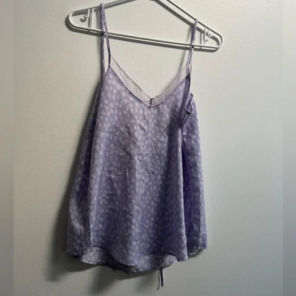 Aerie Satin Effect Printed Lace Trim Camisole XS